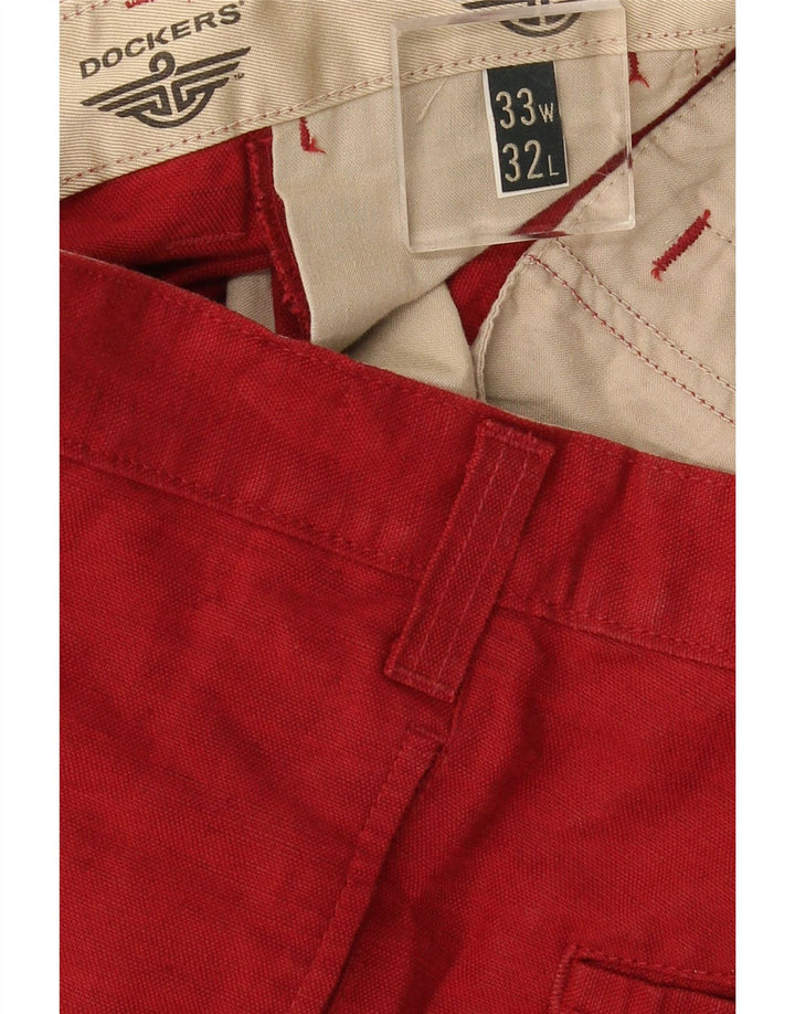 Dockers Mens Khakis Straight Chino Trousers W33 L32 Red