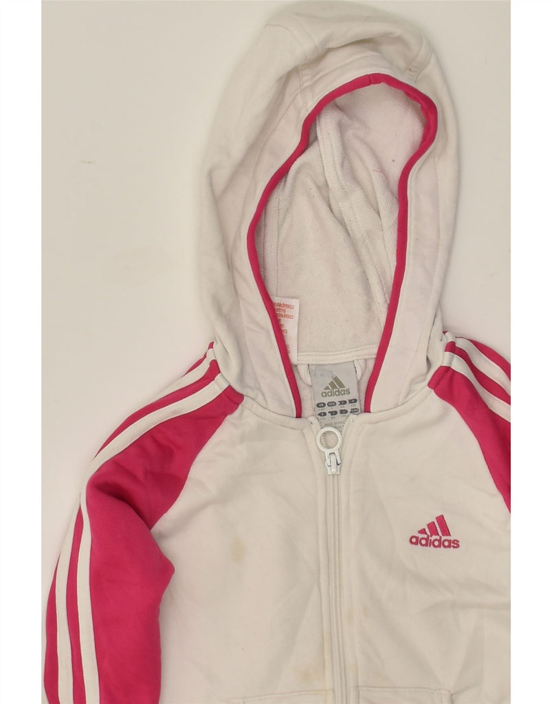 ADIDAS Girls Zip Hoodie Sweater 7-8 Years Pink Colourblock Polyester | Vintage Adidas | Thrift | Second-Hand Adidas | Used Clothing | Messina Hembry 