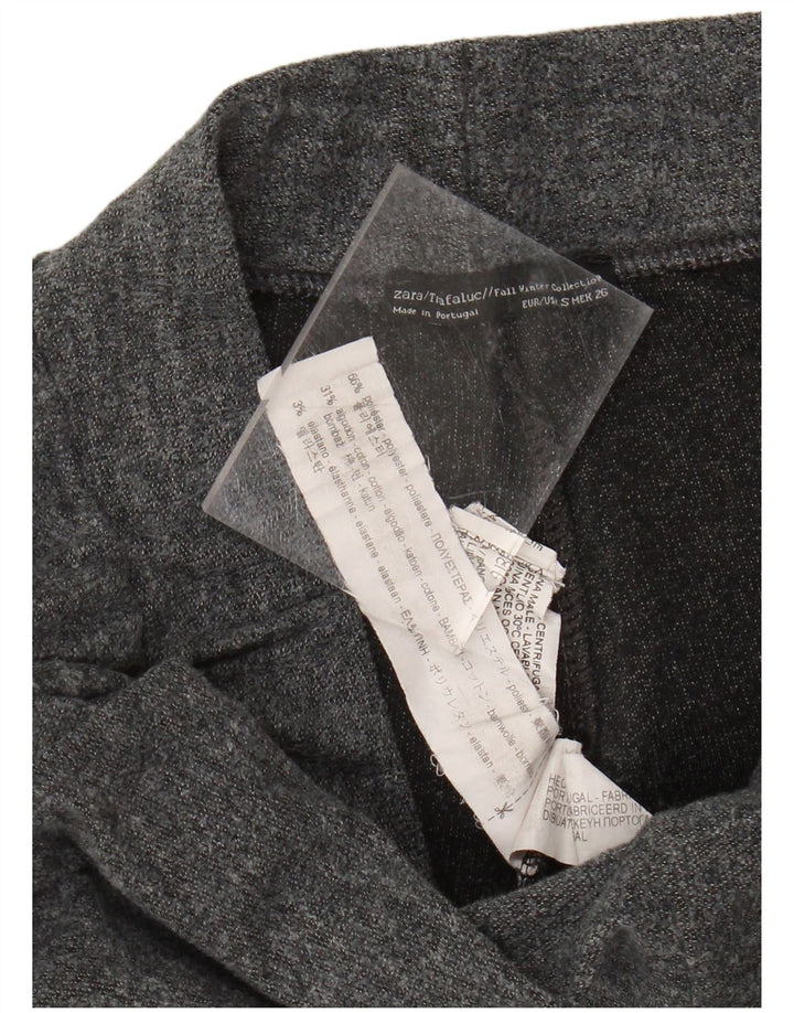 Zara Womens Wide Leg Cropped Trousers Small W26 L24 Grey Polyester