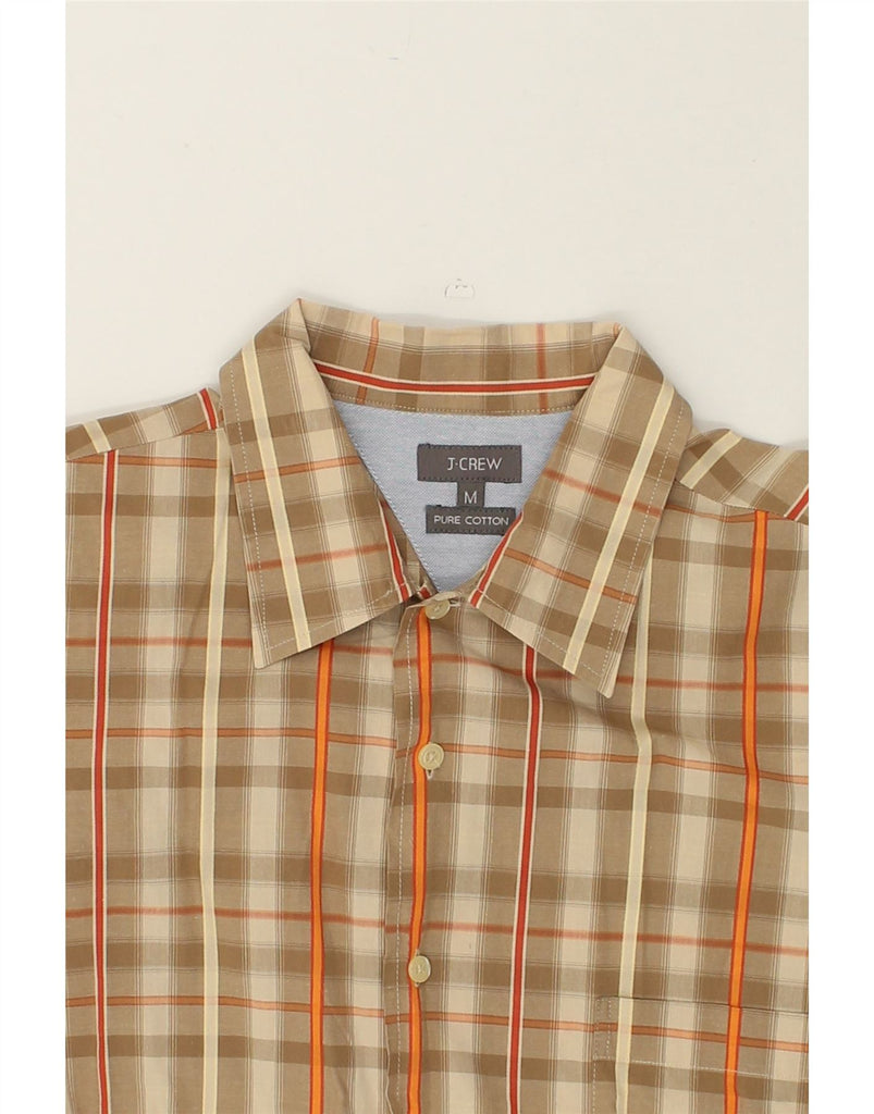 J. CREW Mens Short Sleeve Shirt Medium Beige Check Cotton | Vintage J. Crew | Thrift | Second-Hand J. Crew | Used Clothing | Messina Hembry 