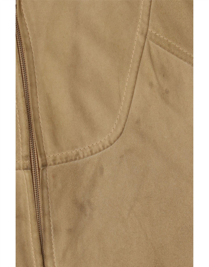 Vintage Mens Suede Bomber Jacket UK 38 Medium Beige