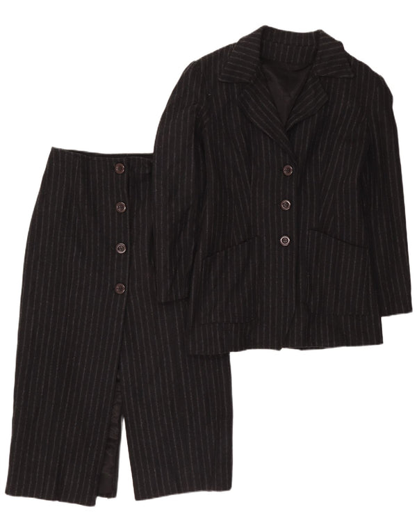 Vintage Womens 3 Button 2 Piece Skirt Set UK 12 Medium W28  Black Pinstripe
