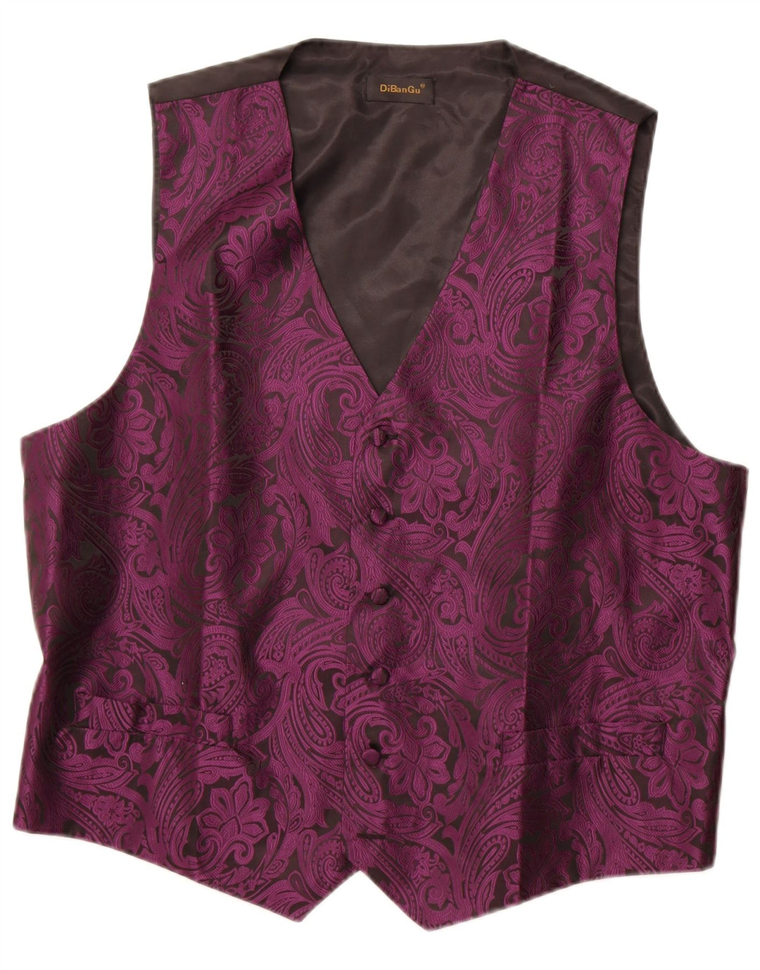 Vintage Mens Waistcoat 2XL Purple Paisley Polyester