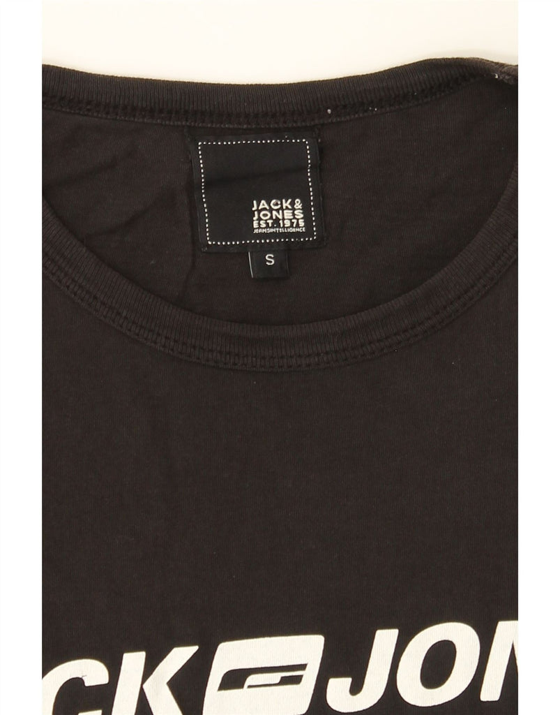 JACK & JONES Mens Graphic T-Shirt Top Small Black Vintage Jack & Jones and Second-Hand Jack & Jones from Messina Hembry 