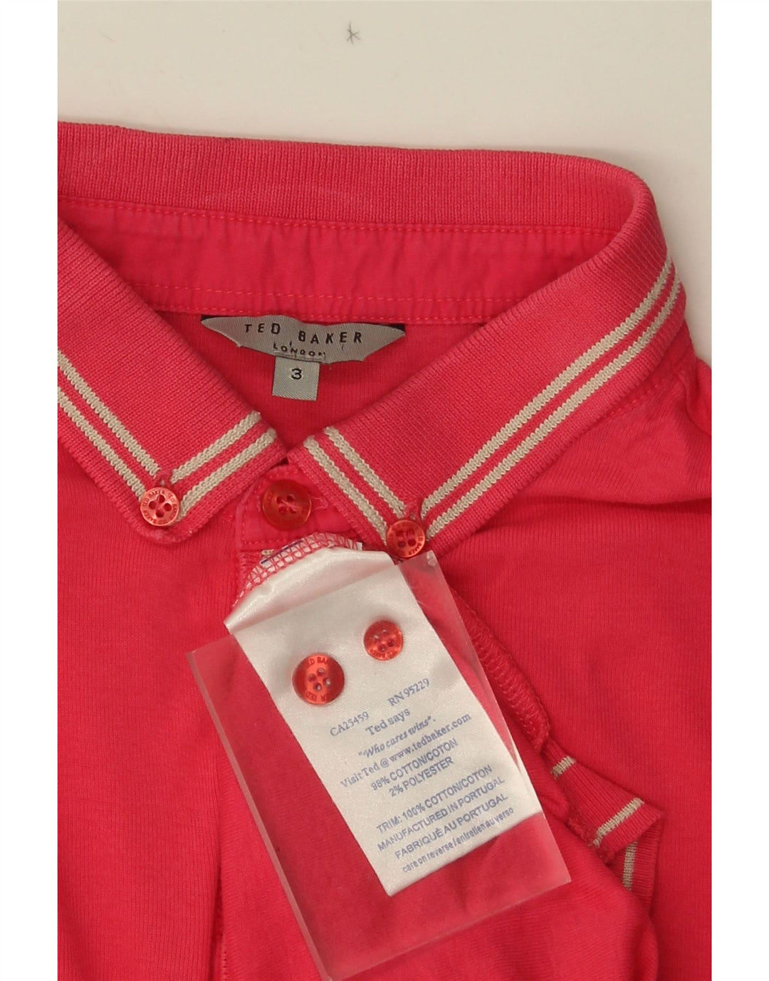 Ted Baker Mens Polo Neck Jumper Sweater Size 3 Medium Pink Striped