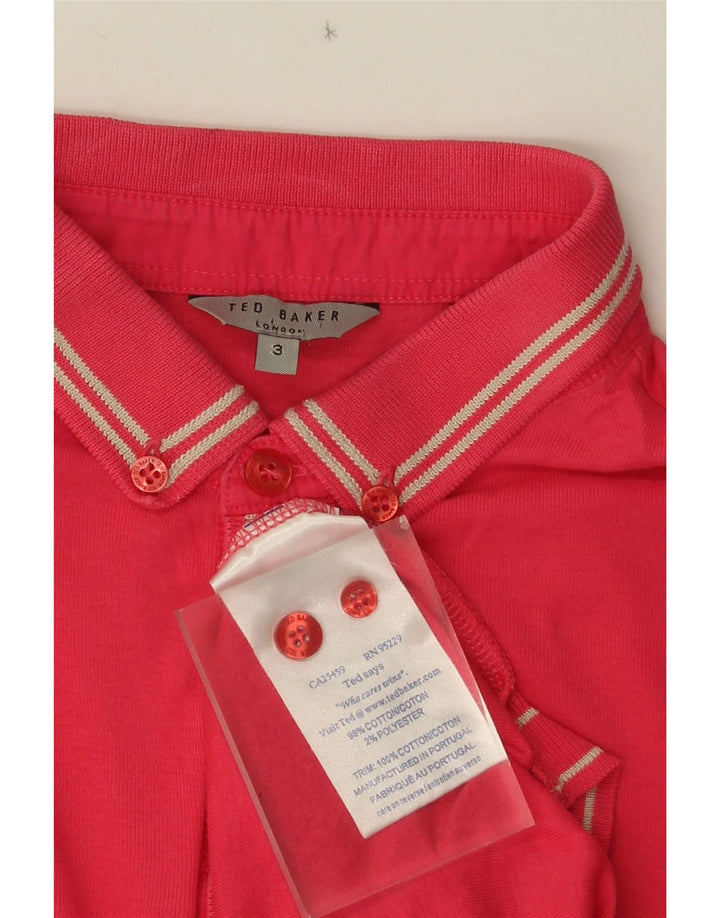 Ted Baker Mens Polo Neck Jumper Sweater Size 3 Medium Pink Striped