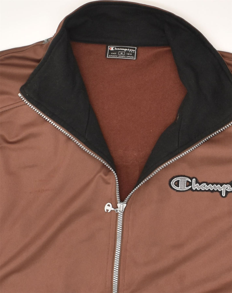 CHAMPION Mens Graphic Tracksuit Top Jacket Medium Brown Colourblock Cotton | Vintage Champion | Thrift | Second-Hand Champion | Used Clothing | Messina Hembry 