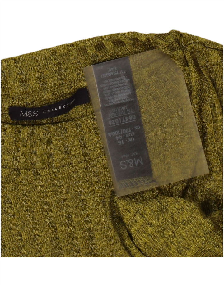 Marks & Spencer Womens Top Long Sleeve UK 16 Large Green Flecked Polyester