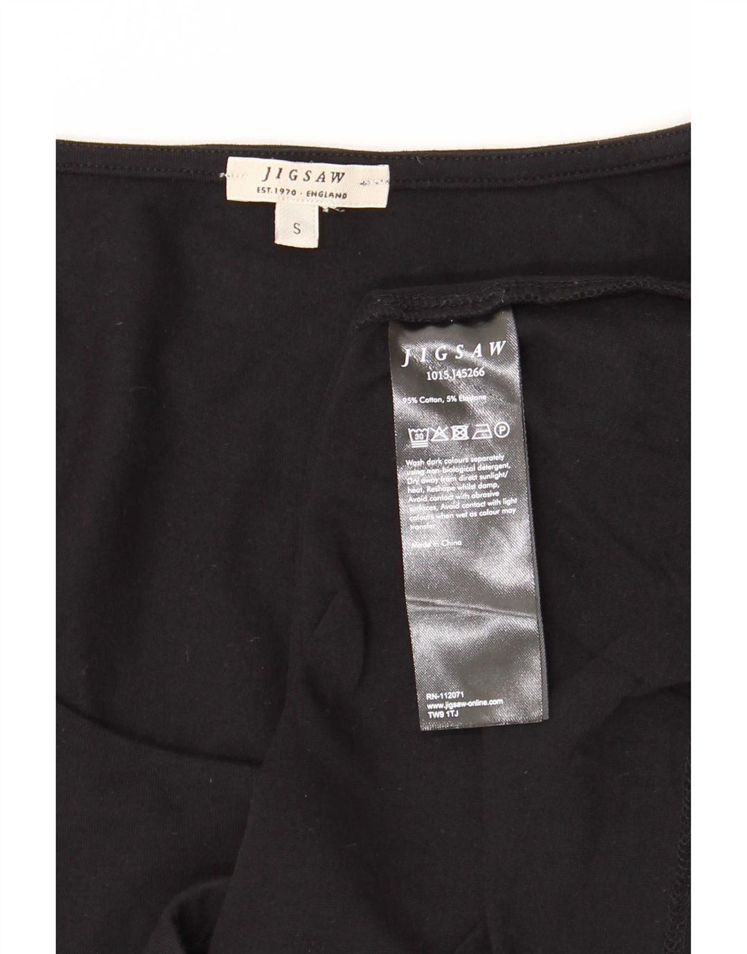 Jigsaw Womens Top Long Sleeve UK 10 Small Black Cotton