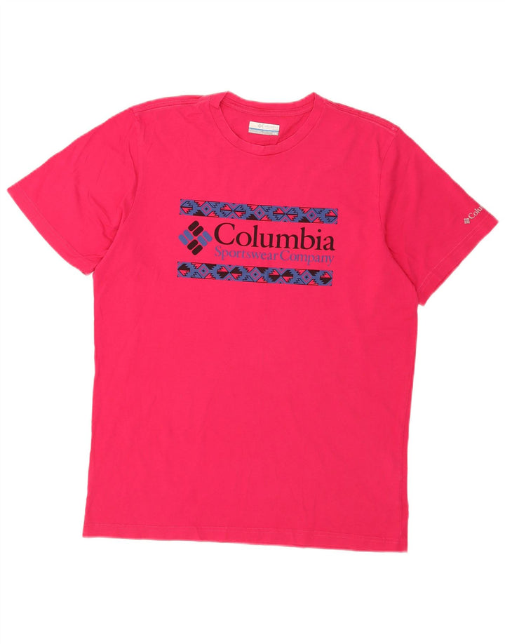 Columbia Mens Graphic T-Shirt Top Medium Pink Cotton