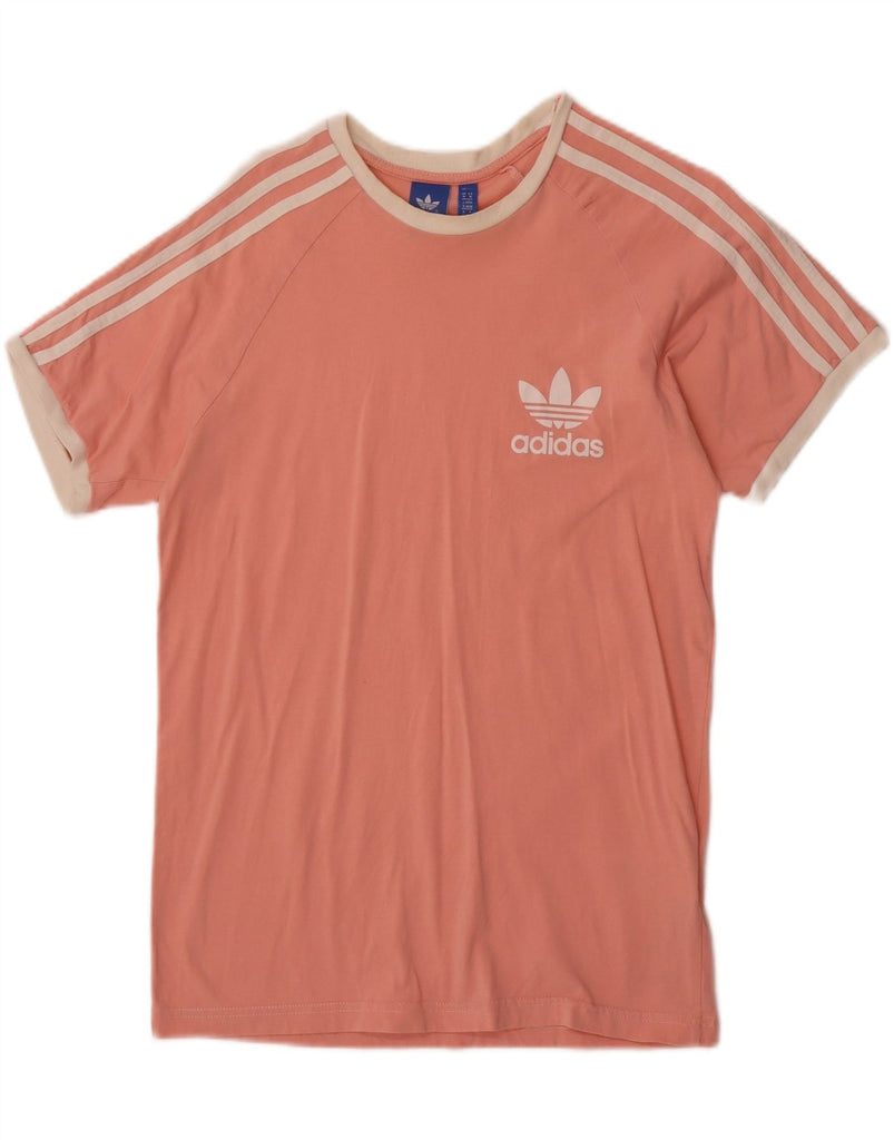 ADIDAS Womens Graphic T-Shirt Top UK 14 Medium Pink Cotton Vintage Adidas and Second-Hand Adidas from Messina Hembry 