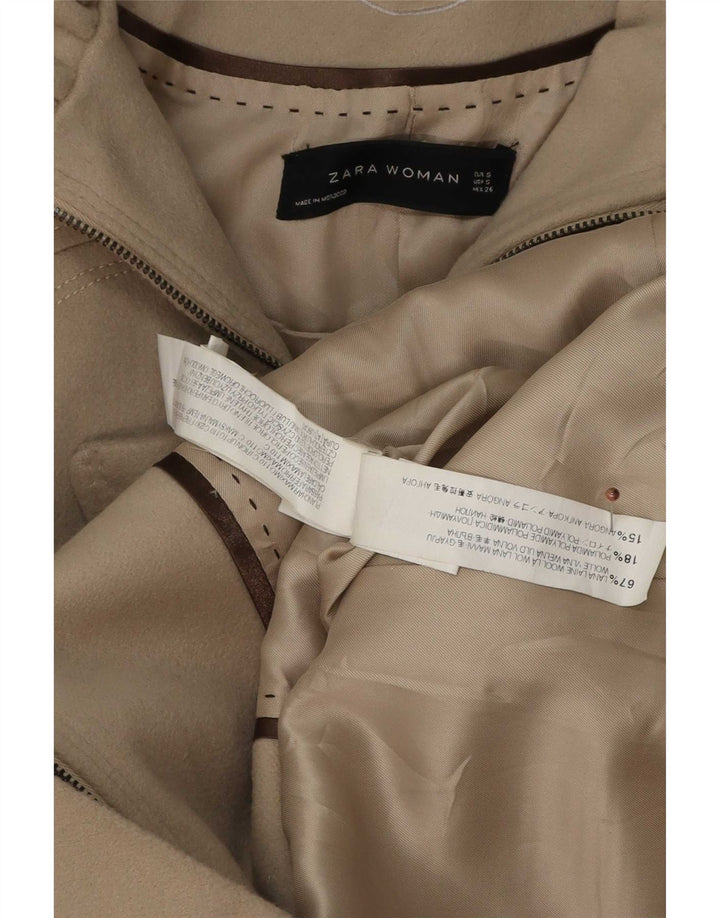 Zara Womens Trench Coat UK 10 Small Grey Wool