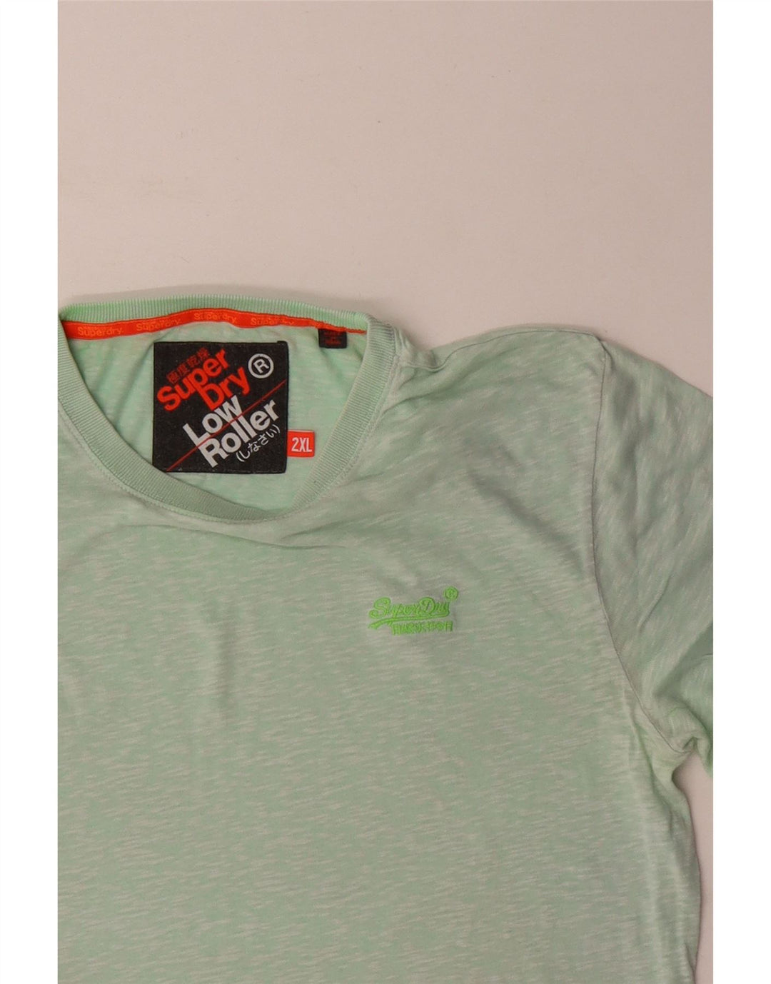 Superdry Mens T-Shirt Top 2XL Green Flecked Cotton