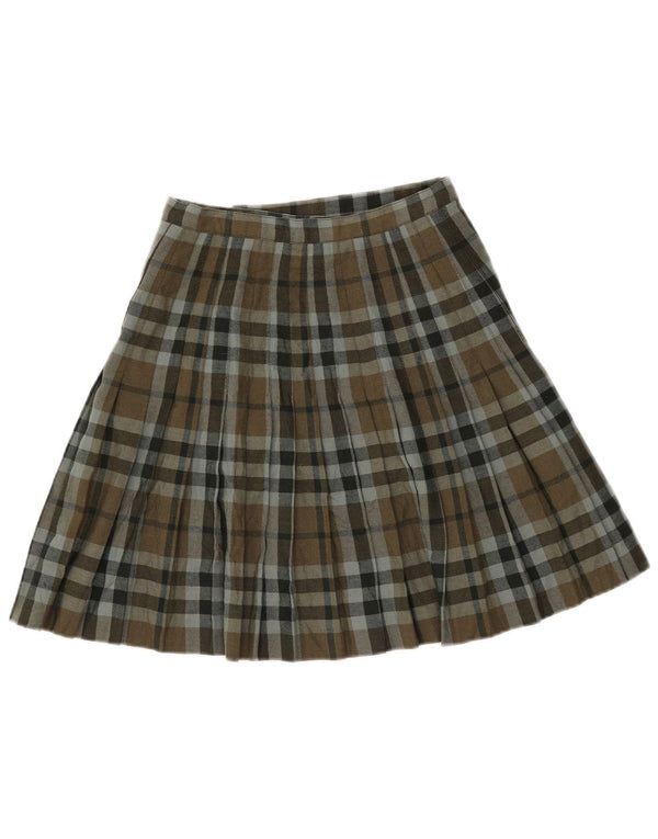 JOHN MORRISON  Womens Wrap Skirt W28 Medium Brown Check Wool