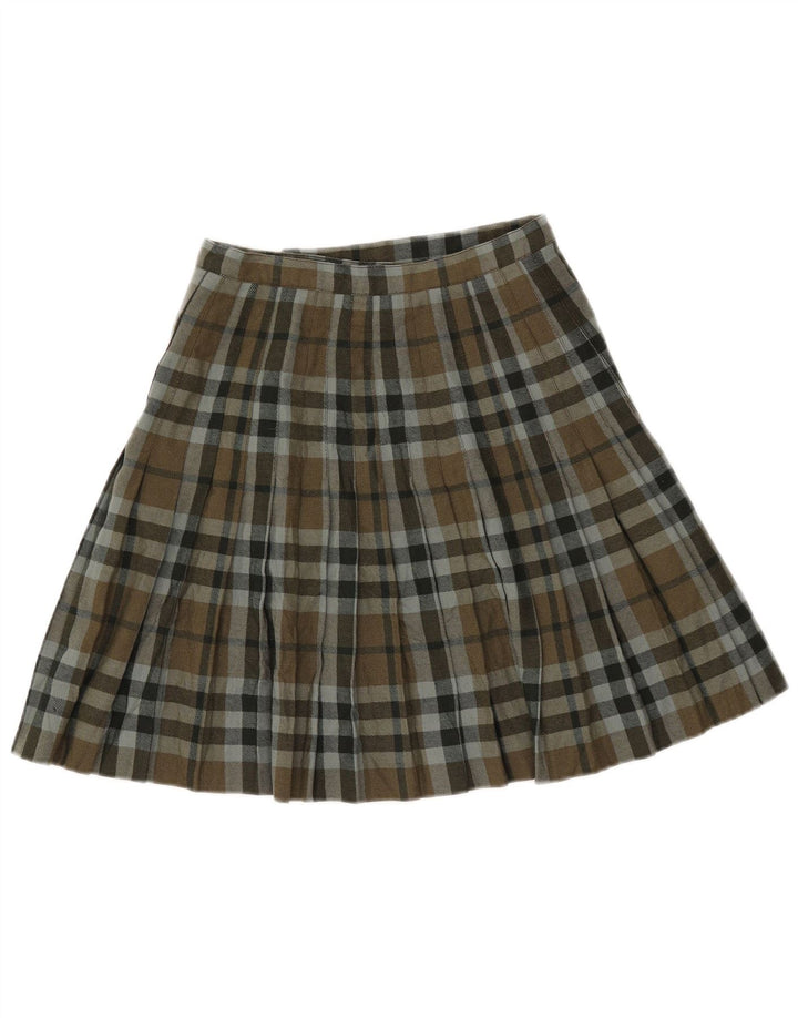 JOHN MORRISON  Womens Wrap Skirt W28 Medium Brown Check Wool