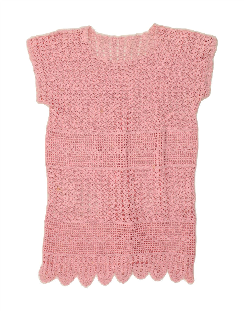 VINTAGE Womens Crochet Top UK 10 Small Pink | Vintage Vintage | Thrift | Second-Hand Vintage | Used Clothing | Messina Hembry 