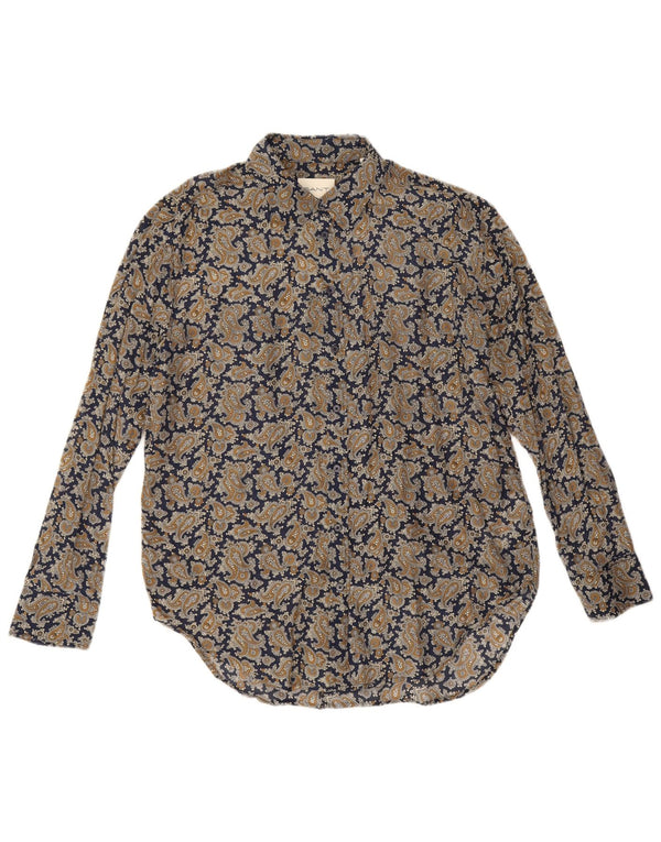 Gant Womens Oversized Shirt UK 8 Small Navy Blue Paisley Cotton