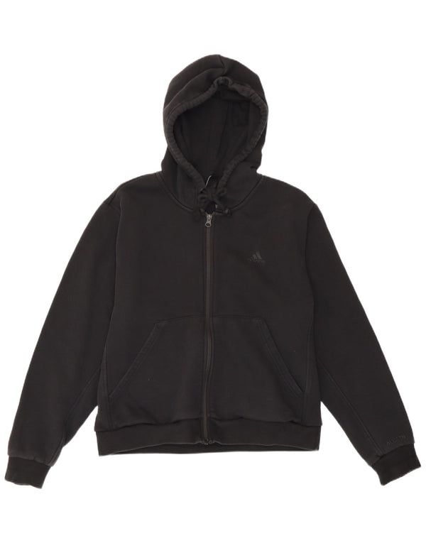 Adidas Womens Zip Hoodie Sweater UK 16/18 Large Black Cotton