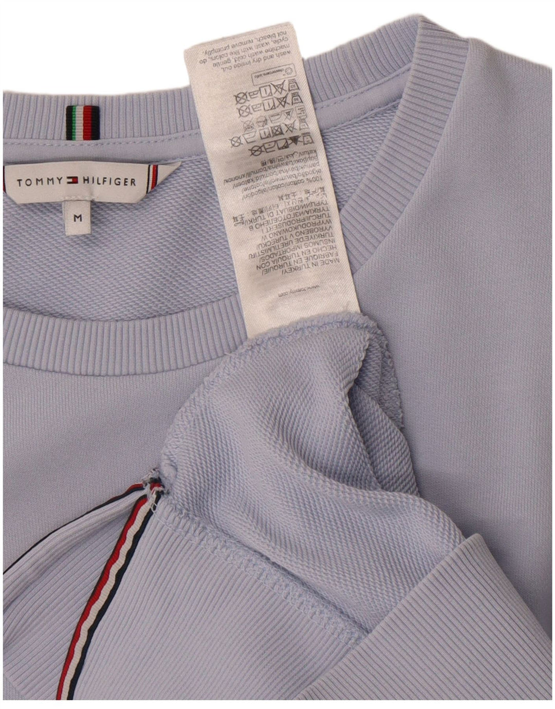 Tommy Hilfiger Womens Graphic Sweatshirt Jumper UK 14 Medium Blue Cotton