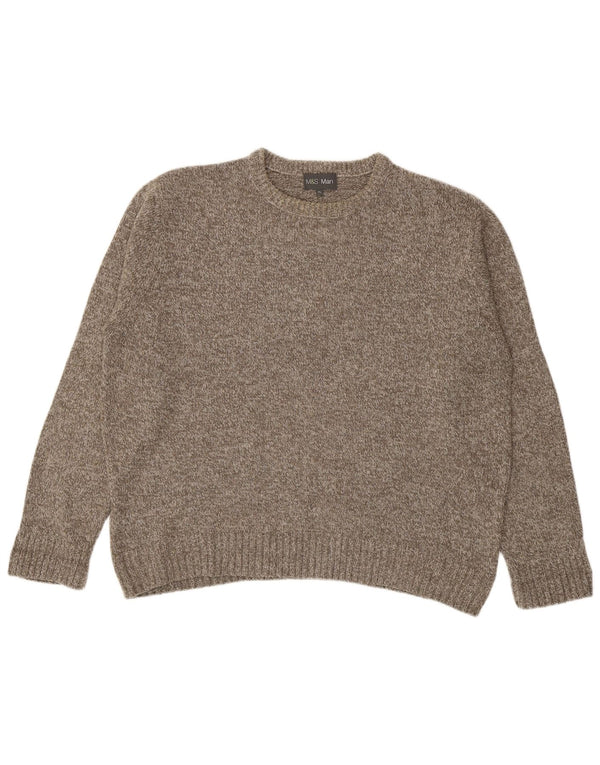 Marks & Spencer Mens Crew Neck Jumper Sweater XL Brown Flecked Acrylic