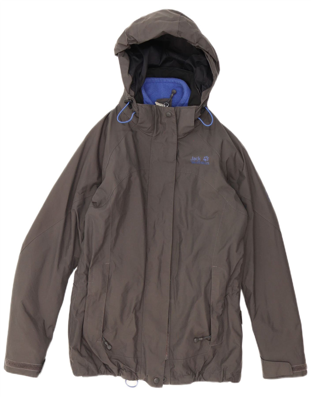 Jack Wolfskin Womens Hooded Oversized Windbreaker Jacket UK 8 Small Grey