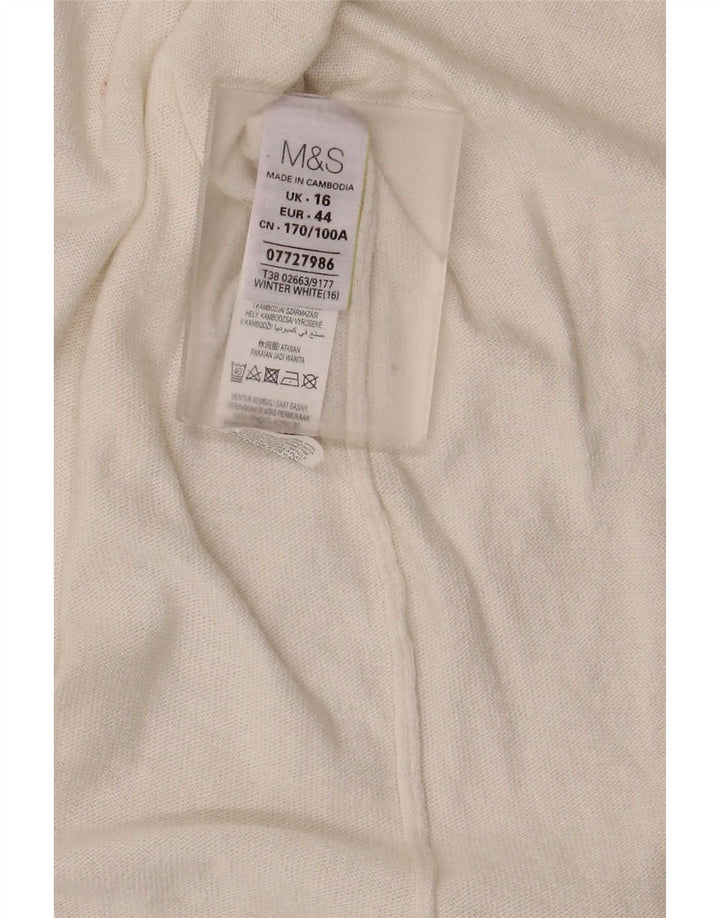 Marks & Spencer Womens Longline Open Cardigan Sweater UK 16 Large White