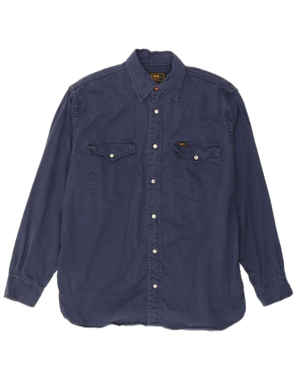Lee Mens Shirt Small Navy Blue Cotton