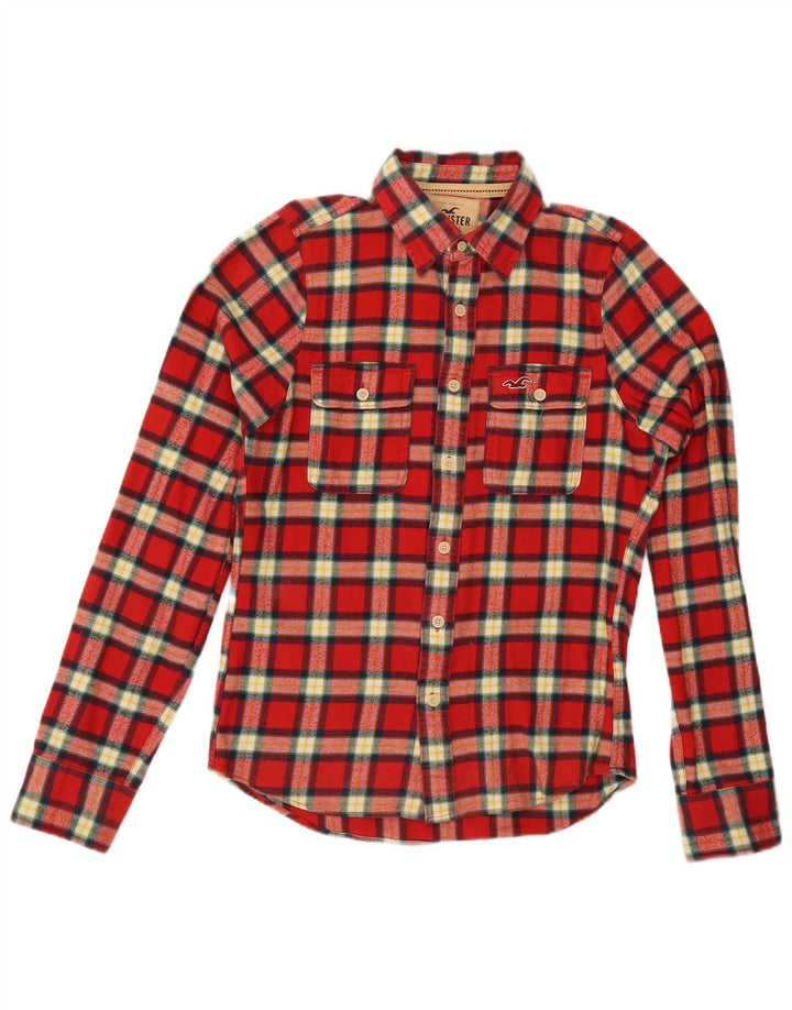 Hollister Mens Flannel Shirt Medium Red Check Cotton