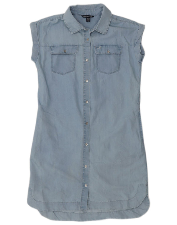 Calvin Klein Jeans Girls Denim Dress 12-13 Years Large Blue Cotton