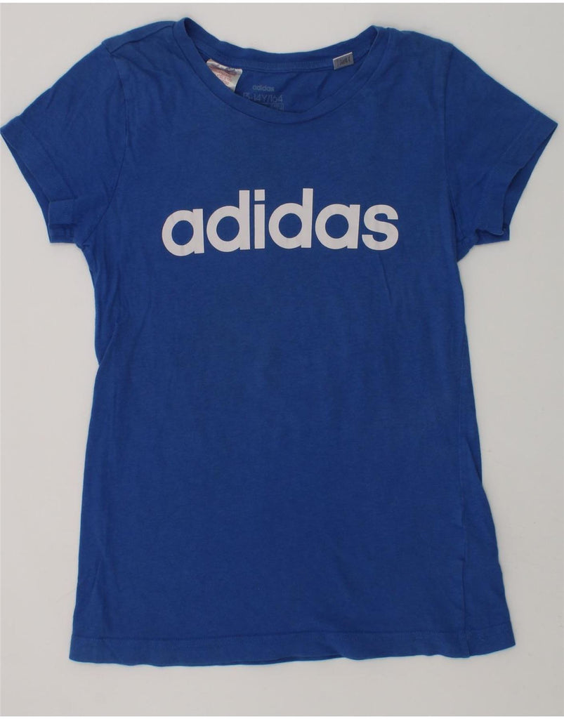 ADIDAS Girls Graphic T-Shirt Top 13-14 Years Blue Cotton | Vintage Adidas | Thrift | Second-Hand Adidas | Used Clothing | Messina Hembry 