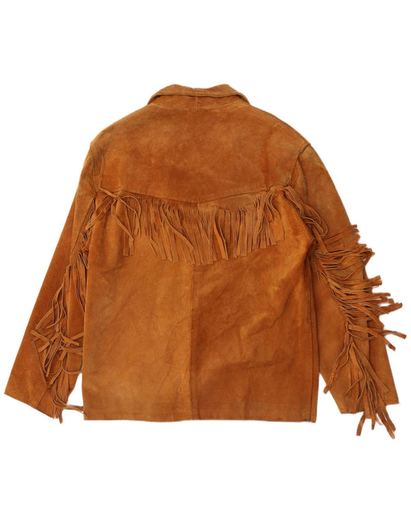 Vintage Mens Suede Jacket IT 52 XL Brown Cowboy