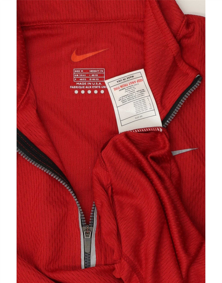 Nike Mens Zip Neck Pullover Tracksuit Top UK 39/41 Medium Red Polyester