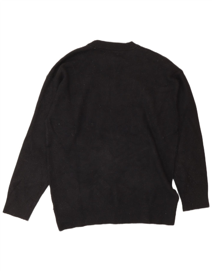 Zara Womens Crew Neck Jumper Sweater UK 14 Medium Black Viscose