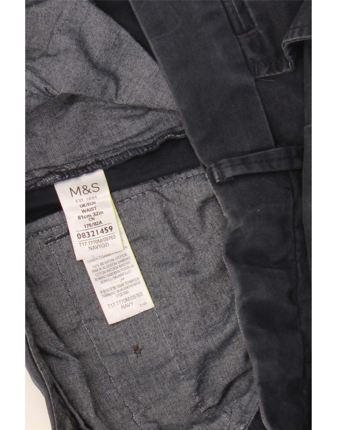 Marks & Spencer Mens Chino Shorts W32 Medium Navy Blue Cotton