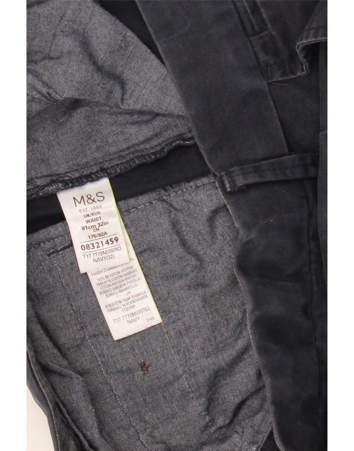Marks & Spencer Mens Chino Shorts W32 Medium Navy Blue Cotton