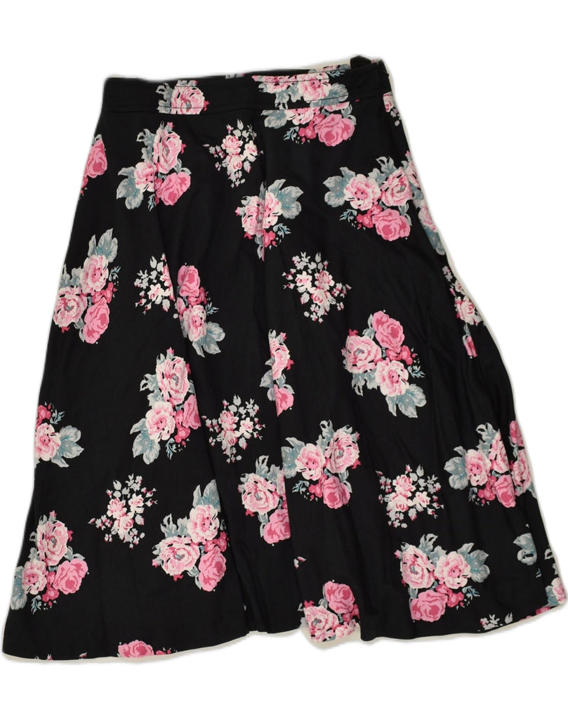 VINTAGE Womens A-Line Skirt IT 38 XS W28 Black Floral | Vintage Vintage | Thrift | Second-Hand Vintage | Used Clothing | Messina Hembry 