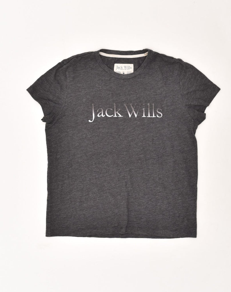 JACK WILLS Womens Graphic T-Shirt Top UK 8 Small Black Cotton | Vintage Jack Wills | Thrift | Second-Hand Jack Wills | Used Clothing | Messina Hembry 