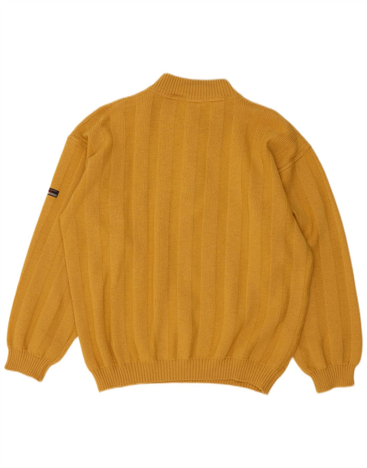 Boat House Mens Button Neck Jumper Sweater IT 52 Large Yellow New Wool