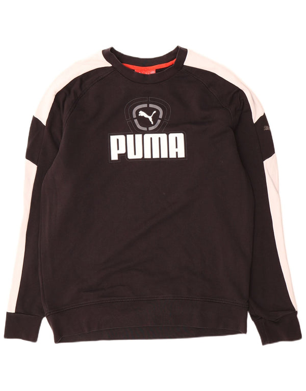 Puma Mens Graphic Sweatshirt Jumper Large Black Colourblock Cotton
