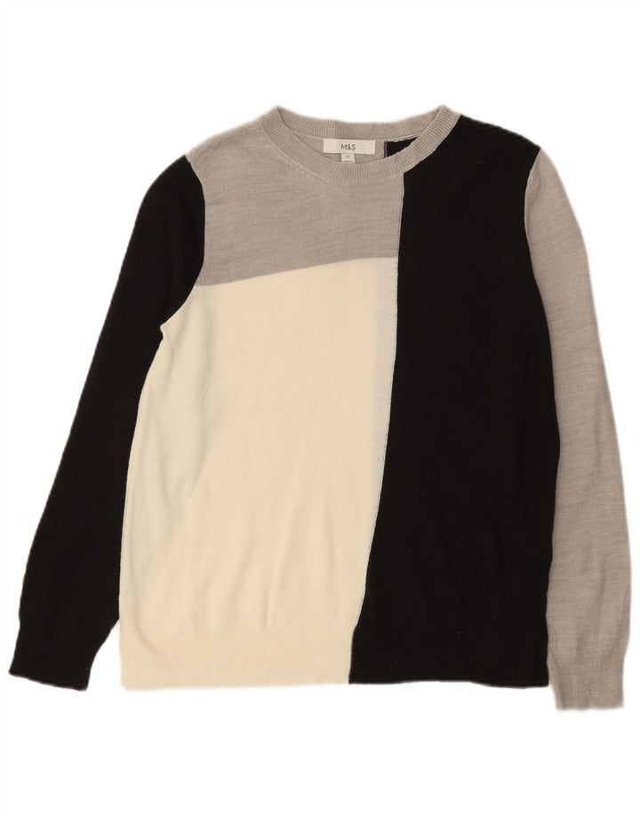 Marks & Spencer Womens Boat Neck Jumper Sweater UK 10 Small Grey