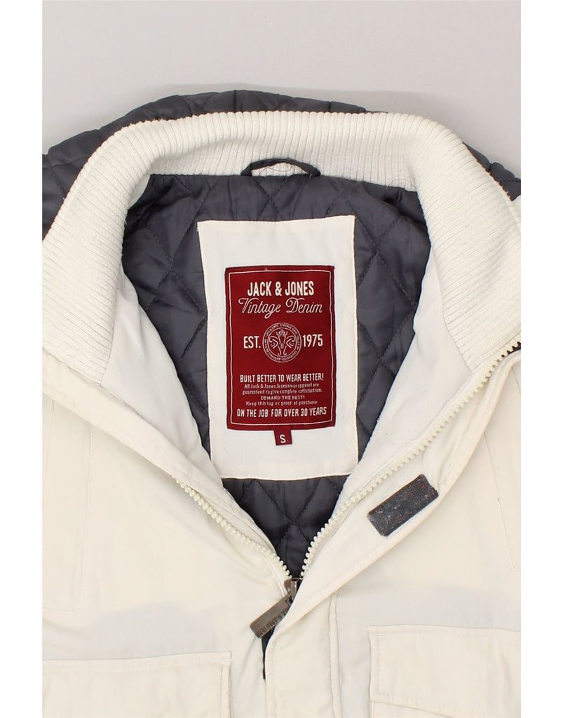 JACK & JONES Mens Hooded Padded Jacket UK 36 Small White | Vintage Jack & Jones | Thrift | Second-Hand Jack & Jones | Used Clothing | Messina Hembry 