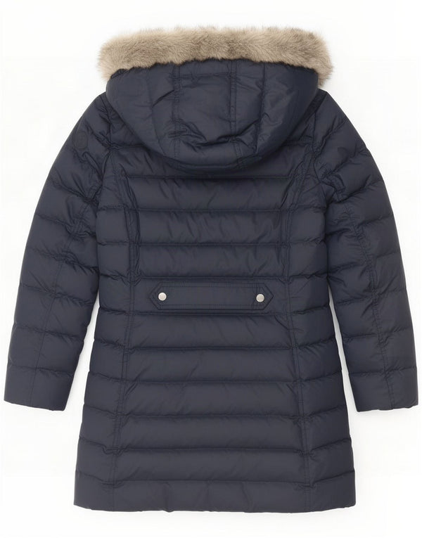 Tommy Hilfiger Womens Hooded Padded Coat UK 10 Small Navy Blue Polyester