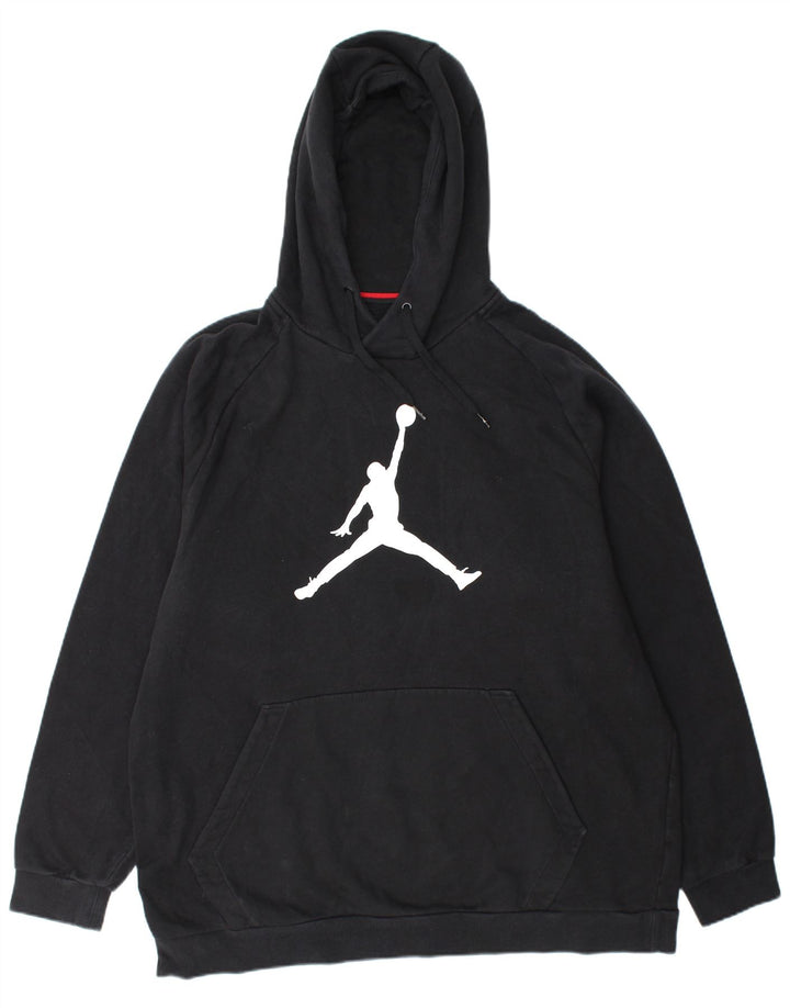 JORDAN Mens Graphic Hoodie Jumper 2XL Black Cotton