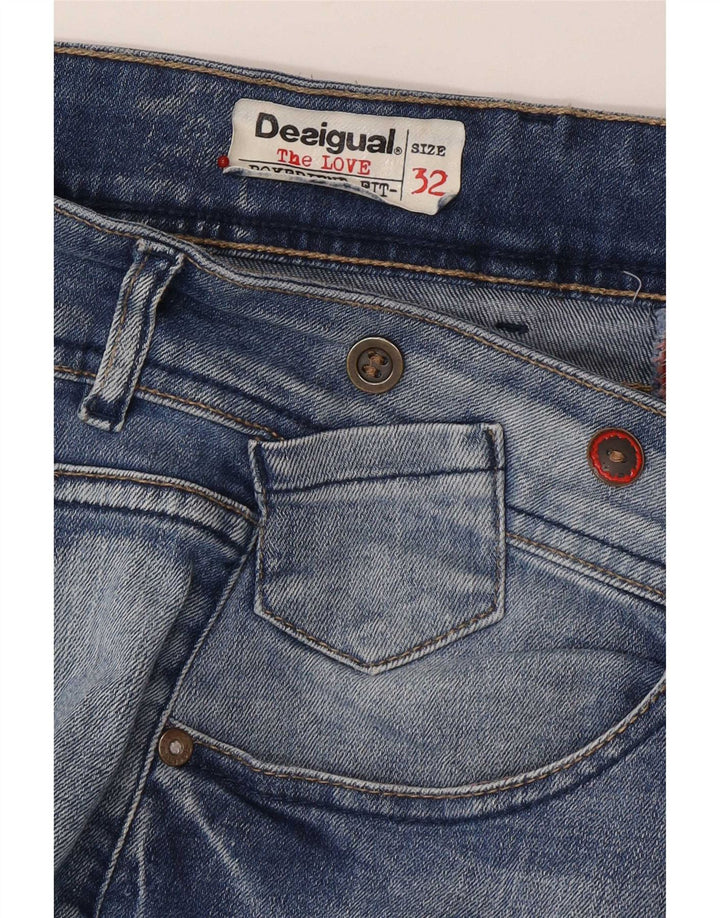 Desigual Womens Graphic Slim Jeans W32 L30 Blue Floral