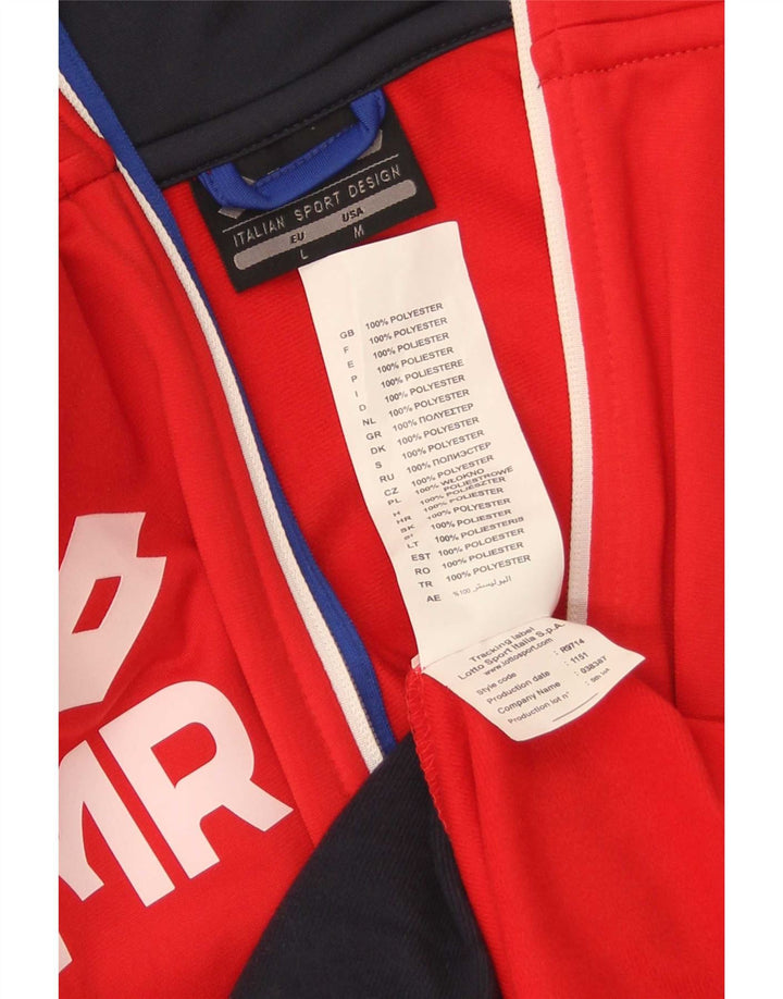 Lotto Mens Graphic Tracksuit Top Jacket Large Red Colourblock Polyester