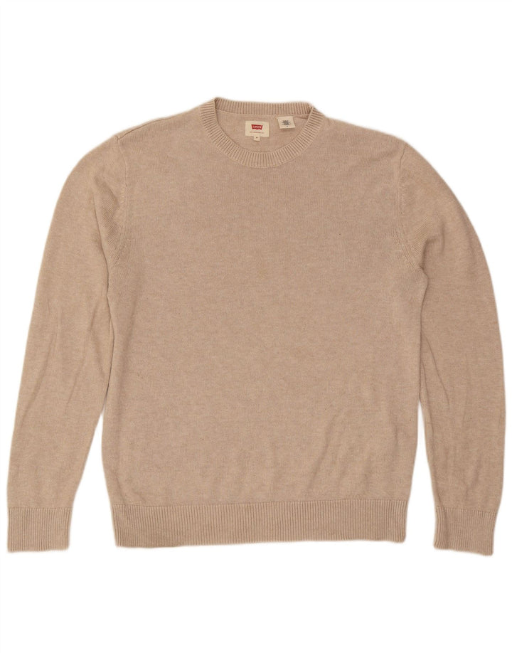 Levi's Mens Crew Neck Jumper Sweater Medium Beige Cotton