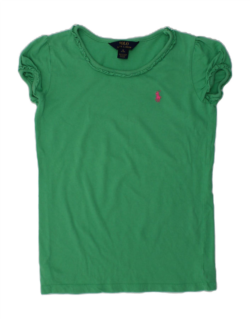 POLO RALPH LAUREN Girls T-Shirt Top 8-9 Years Medium Green Cotton | Vintage Polo Ralph Lauren | Thrift | Second-Hand Polo Ralph Lauren | Used Clothing | Messina Hembry 