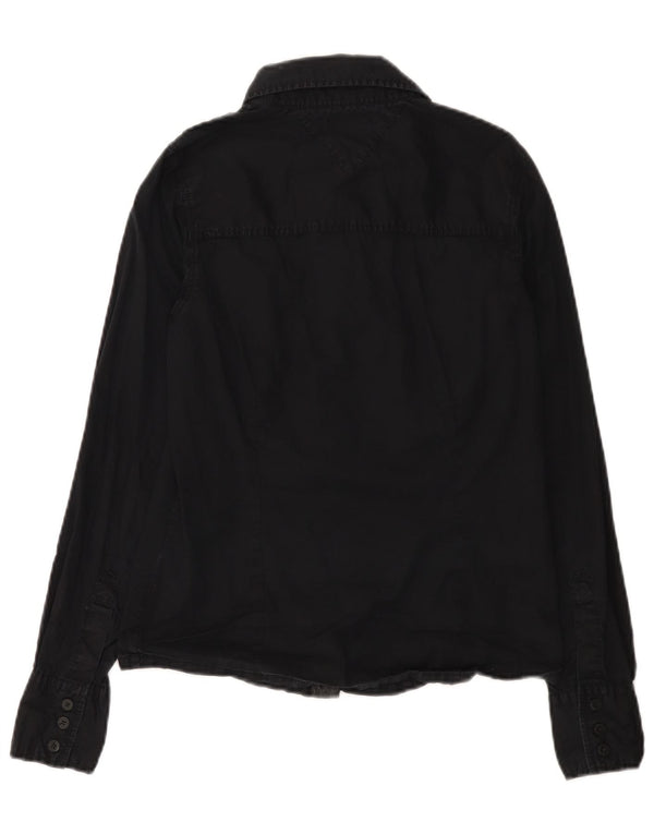 Tommy Hilfiger Womens Shirt UK 12 Medium Black Cotton