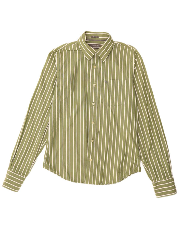 Abercrombie & Fitch Mens Muscle Shirt Medium Khaki Pinstripe Cotton