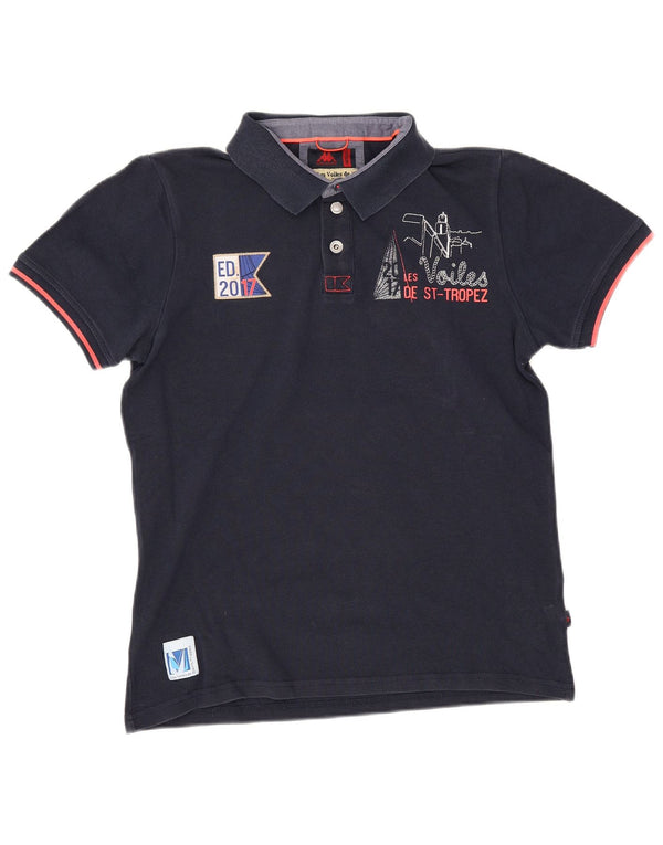 Kappa Mens Les Voiles de Saint Tropez Graphic Polo Shirt Medium Navy Blue